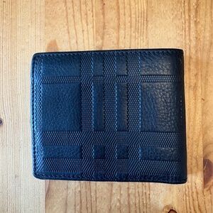 Burberry leather embossed check pattern bifold wallet